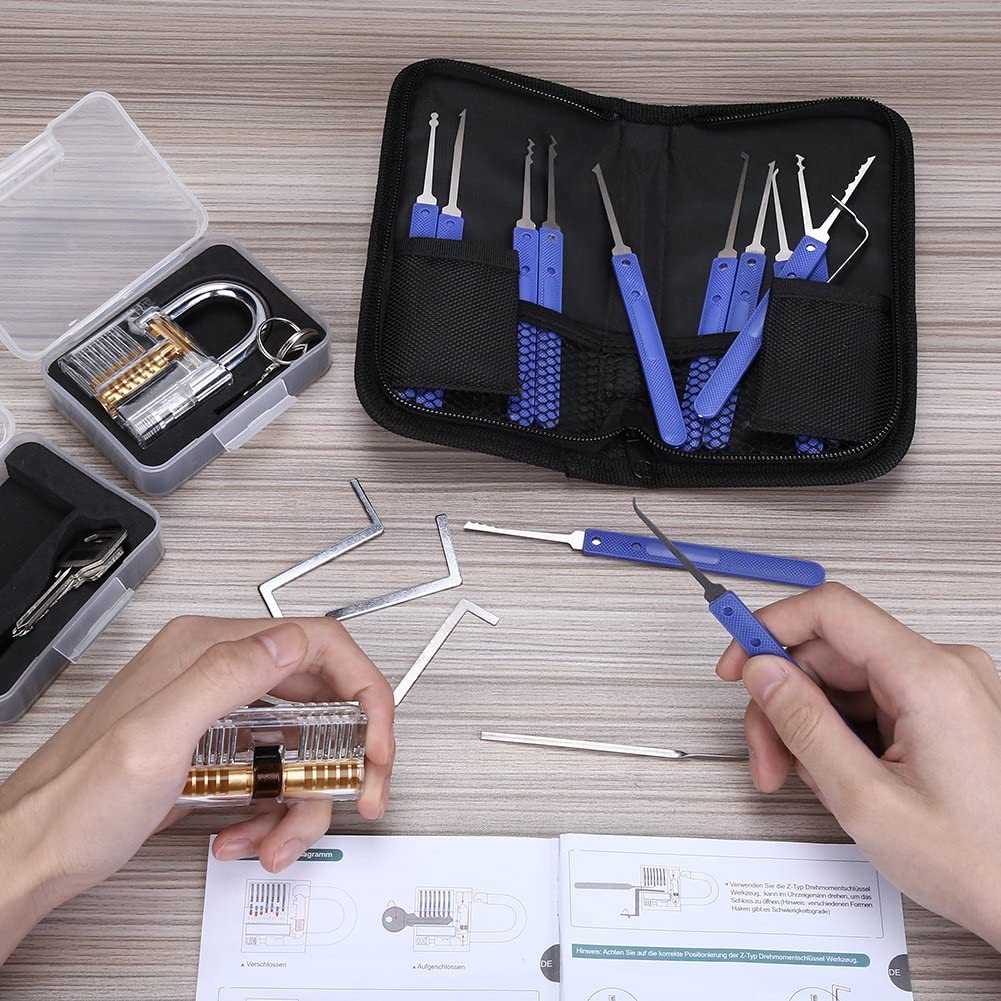 17-Piece Lock Pick Set Professional - Locksmith Training Kit with