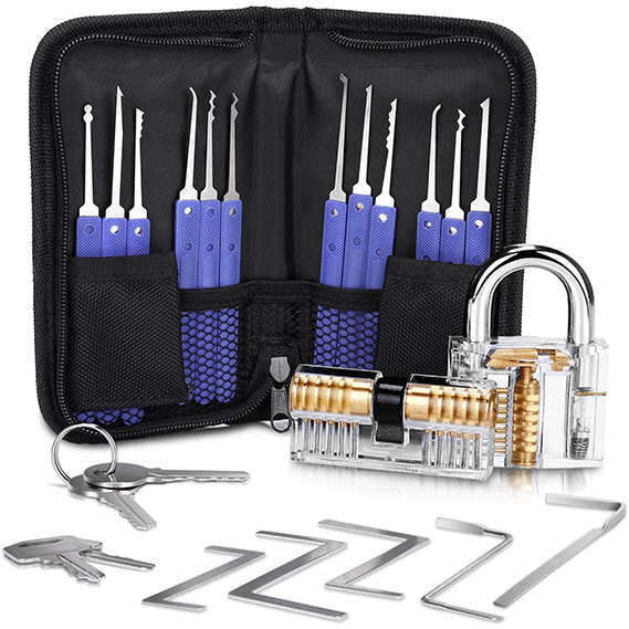 Lockpicking Lockpick Set Professional 19-piece lock pick set with 2  transparent training locks for locksmith beginners and professionals from  LOETAD MEHRWEG – LOETAD